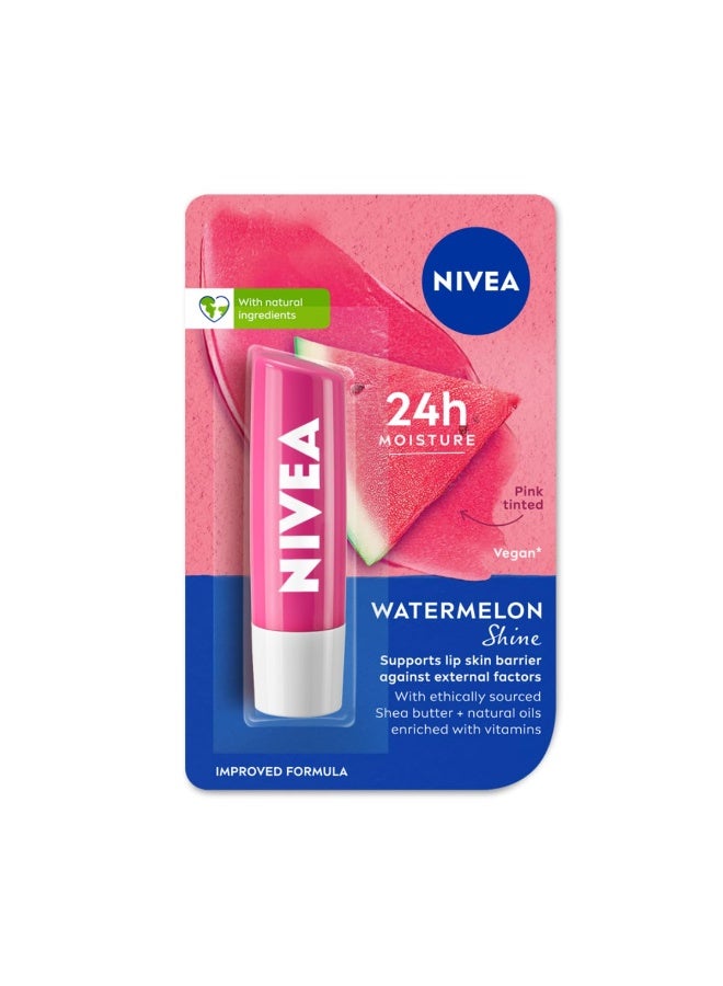 NIVEA Watermelon Shine 4.8g Lip Balm|24 H Melt in Moisture Formula|Natural Oils|4.8 g - Image 1
